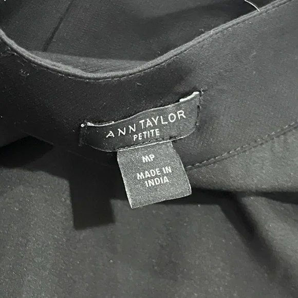 Ann Taylor Black Twill Button Front Midi Dress Size Medium Petite - Picture 10 of 11